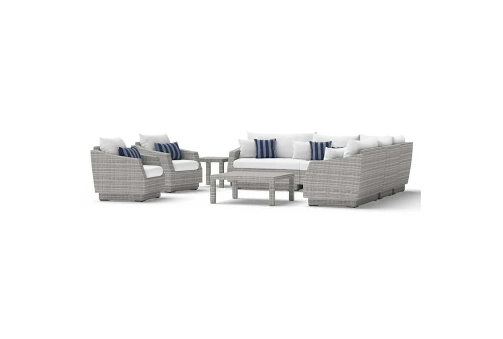 Carlyle Outdoor 9 Piece Sectional Conversation Set With Centered Ink Sunbrella Cushions