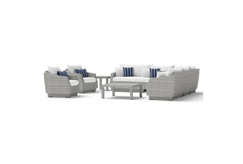 Carlyle Outdoor 9 Piece Sectional Conversation Set With Centered Ink Sunbrella Cushions - 360