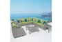 Carlyle Outdoor 9 Piece Sectional Conversation Set With Gingko Green Sunbrella Cushions - Room