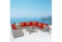 Carlyle Outdoor 9 Piece Sectional Conversation Set With Sunset Red Sunbrella Cushions - Room