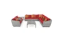 Carlyle Outdoor 9 Piece Sectional Conversation Set With Sunset Red Sunbrella Cushions - Signature