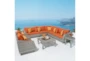 Carlyle Outdoor 9 Piece Sectional Conversation Set With Tikka Orange Sunbrella Cushions - Room