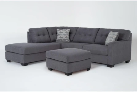 Callahan Charcoal 105" 2 Piece Sleeper Sectional With Left Arm Facing Chaise & Ottoman