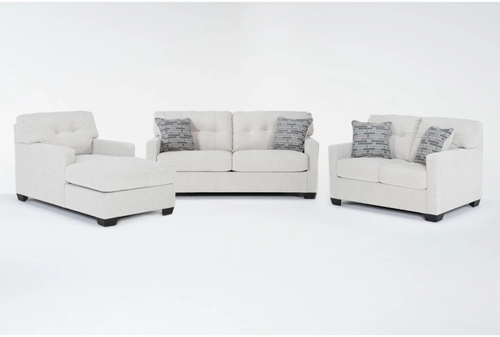 Callahan Linen 3 Piece Sofa, Loveseat & Chaise Set