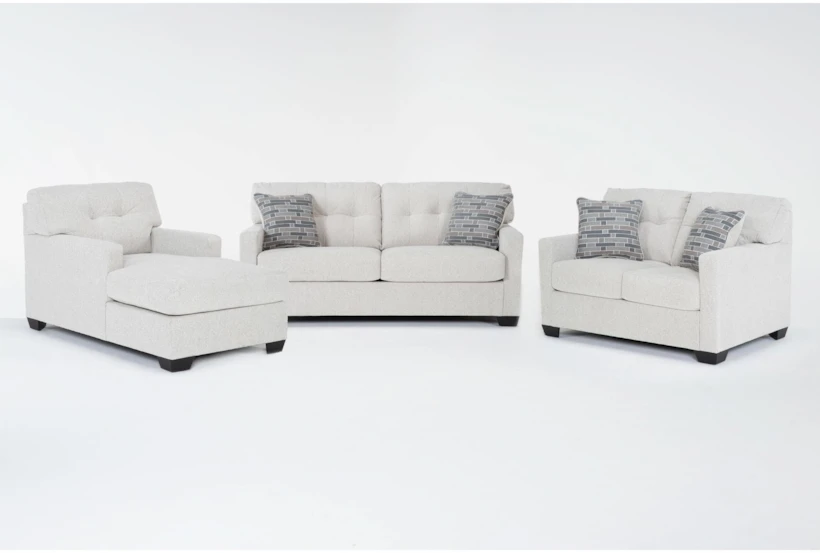 Callahan Linen 3 Piece Sofa, Loveseat & Chaise Set - 360