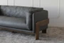 Antique Black Faux Leather + Wood Frame Sofa - Detail