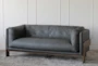 Antique Black Faux Leather + Wood Frame Sofa - Signature