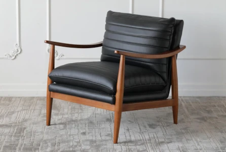 Black Faux Leather Accent Chair - Main