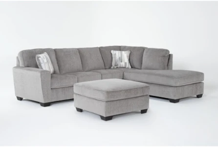 Mcdade Alloy 115" 2 Piece Sectional with Right Arm Facing Corner Chaise & Ottoman