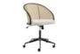 Demis Adjustable Rolling Office Desk Chair In Black Base With Natural Cane - Detail