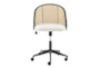 Demis Adjustable Rolling Office Desk Chair In Black Base With Natural Cane - Detail