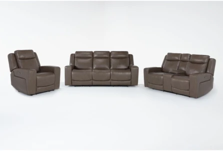 Carson Leather 3 Piece Zero Gravity Reclining Living Room Set