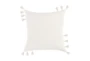 22X22 Ivory Natural Pieced Throw Pillow With Tassels + Leather Detail - Back