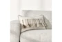 14X26 Ivory + Taupe Stitch Fringe Lumbar Throw Pillow - Room