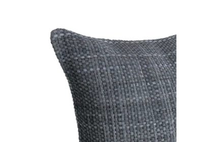 Gray Wool & Leather Accent Pillow - 18x18