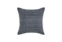 18X18 Blue Slate Woven Genuine Suede Leather Throw Pillow - Signature