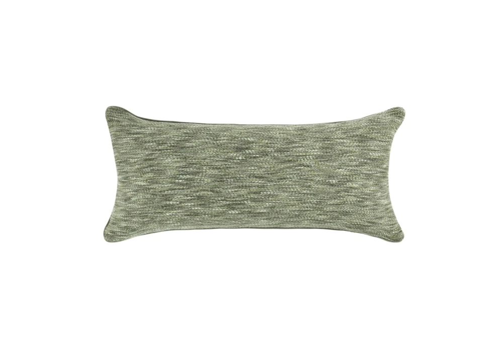 14X26 Cedar Green Marled Textured Woven Lumbar Throw Pillow