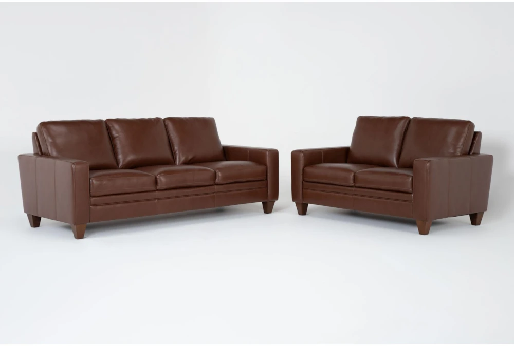 Hudson Leather 2 Piece Sofa & Loveseat Set