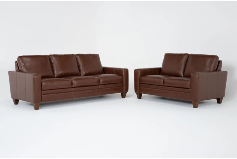 Hudson Leather 2 Piece Sofa & Loveseat Set - 360