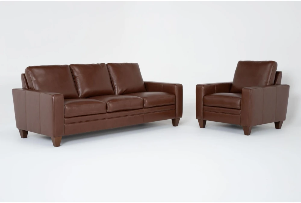 Hudson Leather 2 Piece Sofa & Chair Set