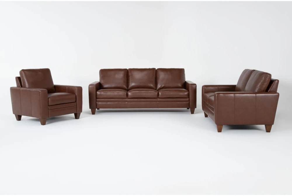 Hudson Leather 3 Piece Living Room Set