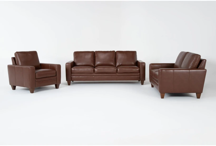 Hudson Leather 3 Piece Living Room Set - 360