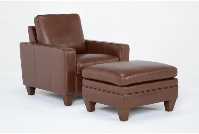 Hudson Leather 2 Piece Chair & Ottoman Set - 360