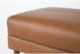 Ian Saddle Brown Leather Ottoman - Detail