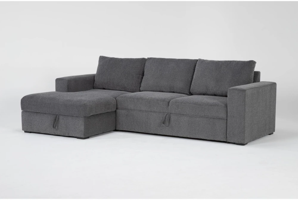 Sebastian Slate 111" 2 Piece Convertible Sleeper Sectional with Left Arm Facing Storage Chaise