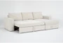 Sebastian Cream White 111" 2 Piece Convertible Futon Sleeper Sectional with Right Arm Facing Storage Chaise - Sleeper