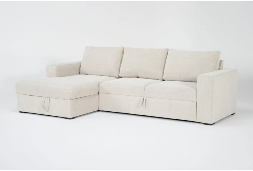 Sebastian Cream 111" 2 Piece Convertible Sleeper Sectional with Left Arm Facing Storage Chaise - 360