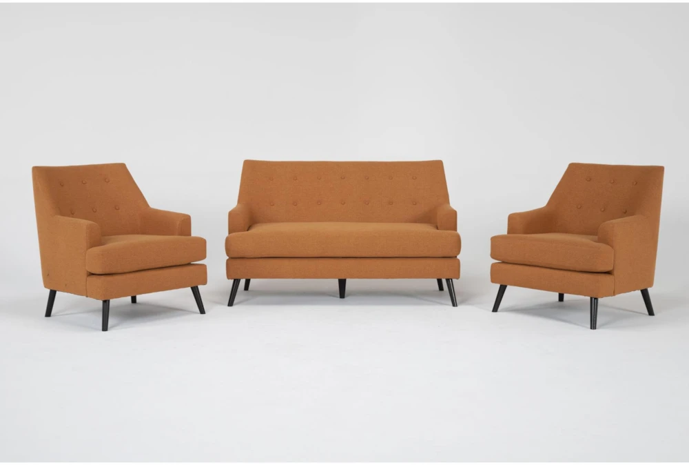 Celestino Copper Settee with 2 Accent Chairs