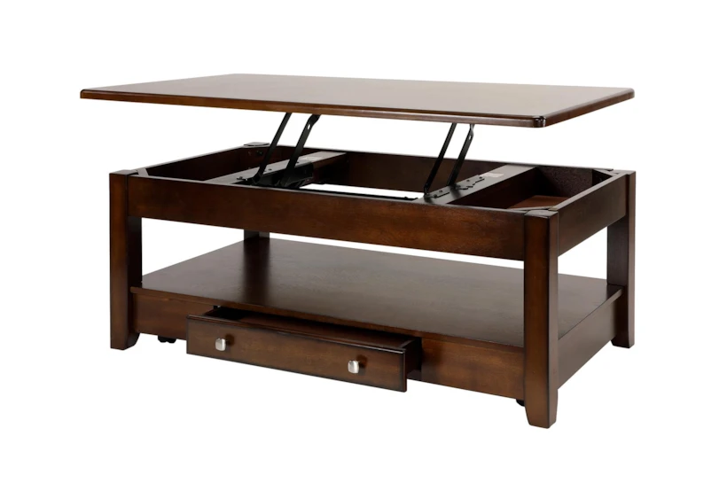 Row Lift-Top Storage Coffee Table With Wheels - 360