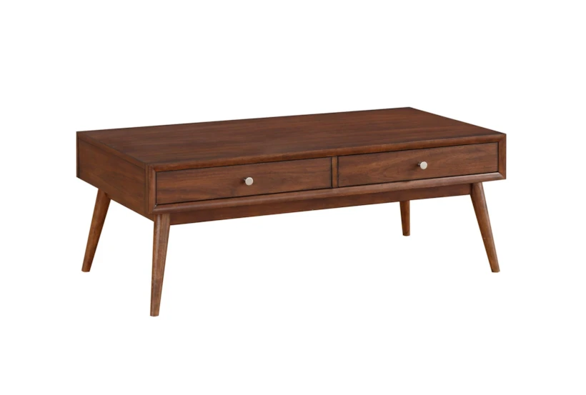 Leslie Mid-Century Coffee Table with Drawers - 360