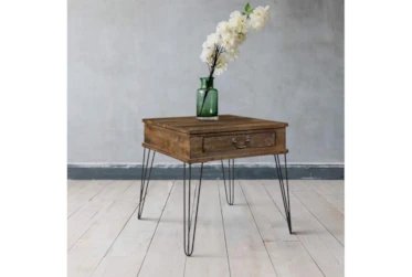 Pino End Table with Drawer and Hairpin Legs