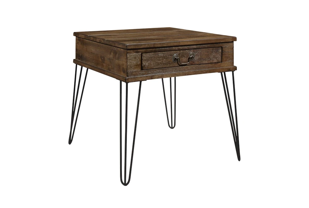 Pino End Table with Drawer and Hairpin Legs