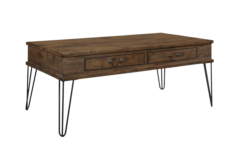 Pino Coffee Table with Drawer and Hairpin Legs - 360