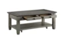Every Two Tone Brown/Grey Storage Coffee Table With Wheels - Detail