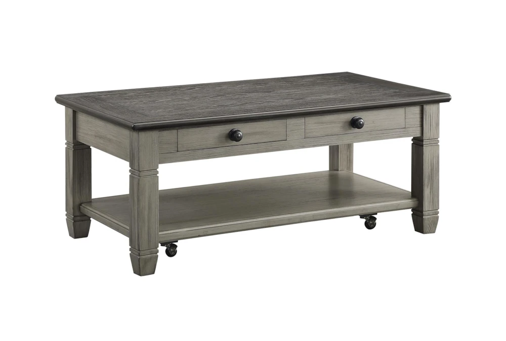 Every Two Tone Brown/Grey Storage Coffee Table With Wheels