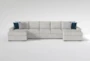 Delano Ash Grey 169" 3 Piece Sectional With Double Chaise - Signature