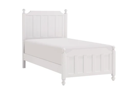 Logen White Twin Wood Panel Bed - Main