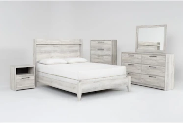 Baylie White Queen 5 Piece Bedroom Set With Dresser, Mirror, Chest Of Drawers & Nightstand