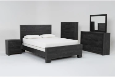 Derrie Black King 5 Piece Bedroom Set With Dresser, Mirror, Chest Of Drawers & Nightstand
