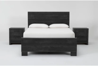 Derrie Black Queen 3 Piece Bedroom Set With 2 2 Drawer Nightstands