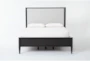Austen Black Queen Wood & Upholstered Panel Bed With Footboard Storage - Signature