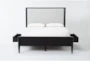 Austen Black King Wood & Upholstered Panel Bed With Side Storage - Front