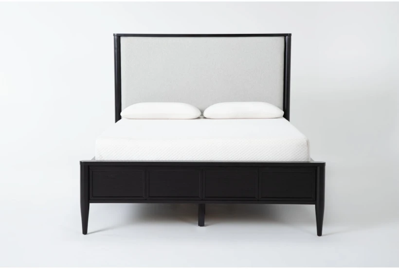 Austen Black King Wood & Upholstered Panel Bed With Side Storage - 360