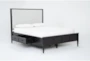 Austen Black California King Wood & Upholstered Panel Bed With Side Storage - Side