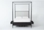 Austen Black Queen Wood & Upholstered Canopy Bed With Side & Footboard Storage - Front