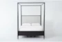 Austen Black Queen Wood & Upholstered Canopy Bed With Side & Footboard Storage - Signature